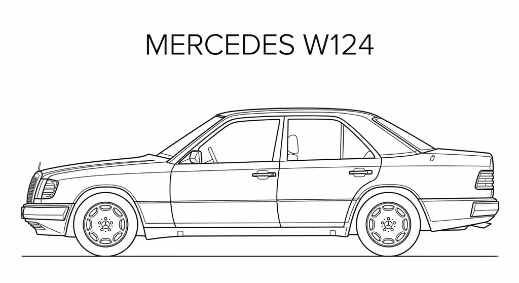 Mercedes W124 line drawing