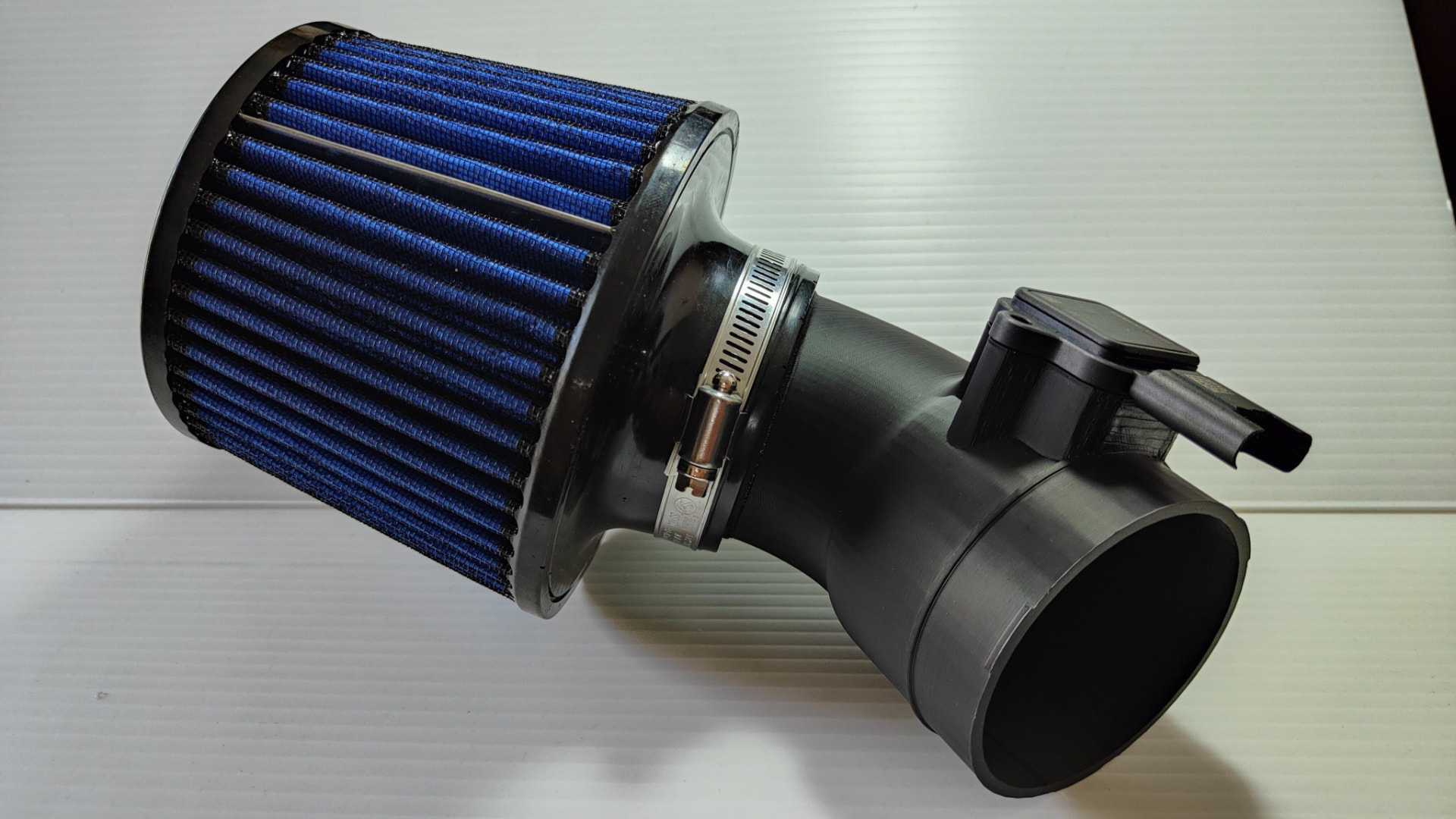 FIXHEN sport air filter adapter kit for BMW N52 with blue cone filter and stainless clamp